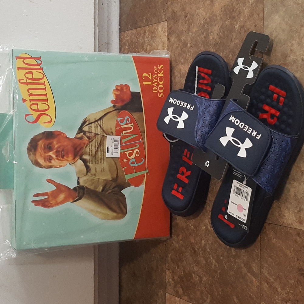 New. Men's Size 9. Under Armour Slides. Seinfeld Festivus 12 Days Of Soc…